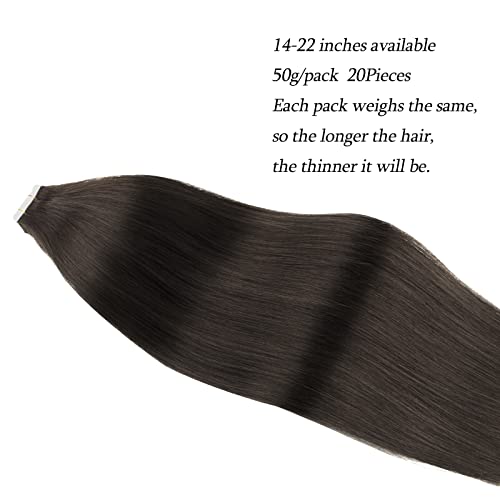 Tape in Hair Extensions Human Hair Tape Attached Real Remy Extensions 50g 20pcs Invisible Seamless Reusable Skin Weft Off Black Color 1B 20 Inch