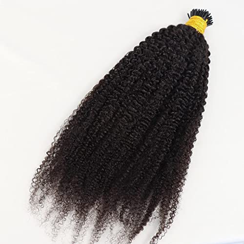 Kinky Curly I Tip Hair Extensions Brazilian Pre Bonded 100% Keratin Human Hair Microlink Beads 1g/strand 100g Stick Tip Hair(20inch)