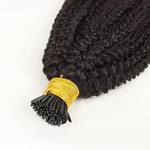 Kinky Curly I Tip Hair Extensions Brazilian Pre Bonded 100% Keratin Human Hair Microlink Beads 1g/strand 100g Stick Tip Hair(20inch)