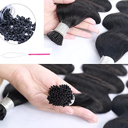 I Tips Body Wave Microlink Human Hair Extensions Brazilian 100% Real Human Hair Bundles Itips Micro Beads Body Wave Bulks Pre Bonded Keratin Stick Tipped Hair Extensions 100 Strands 100g 22"