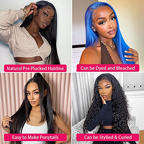 HD Transparent 360 Lace Frontal Wig Human Hair Glueless 180% Density 10A Brazilian Virgin Wig for Women 18 Inch