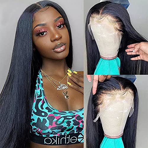 HD Transparent 360 Lace Frontal Wig Human Hair Glueless 180% Density 10A Brazilian Virgin Wig for Women 18 Inch