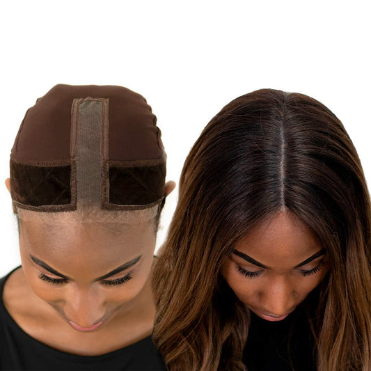 Lace Wig Adjustable Grip Cap with Headband, Non-Slip Wig Gripper Chocolate Brown