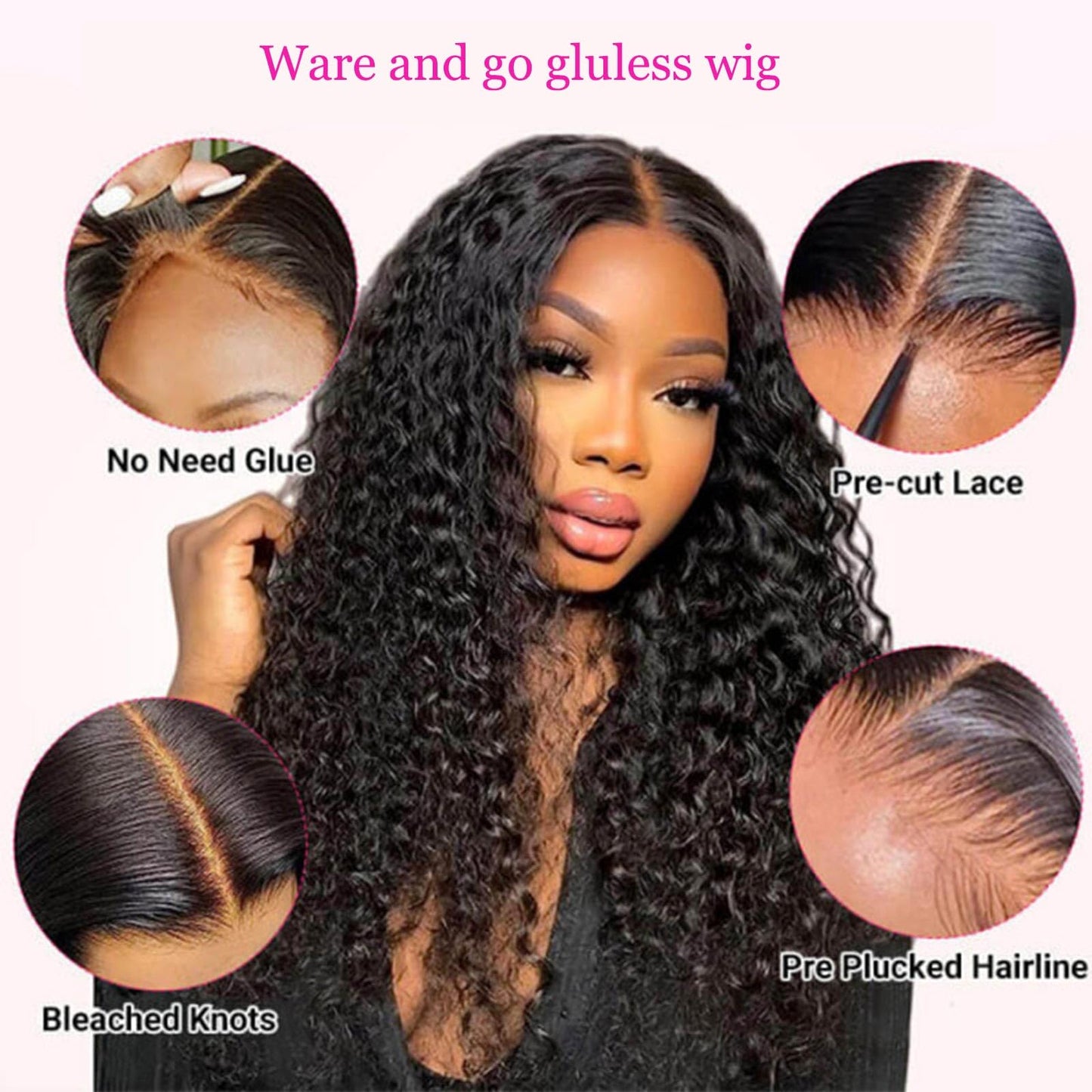 Water Wave Transparent Lace Front Wig 13x4 Lace Frontal With Elastic Band 180% Density 24 in