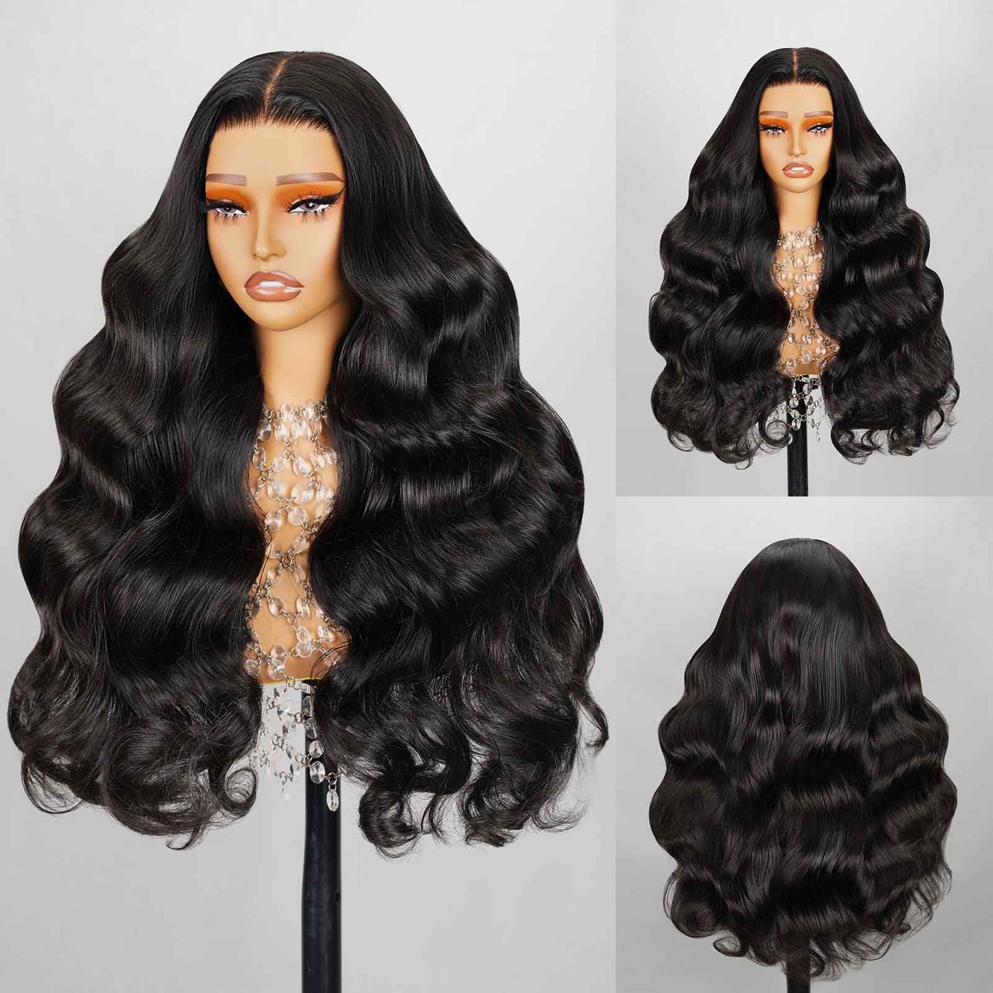 Pre Cut Pre Plucked 6x5 HD Lace Closure Human Hair Bleached Tiny Knots 220% Density 12A Body Wave Wig Glueless 28 Inch