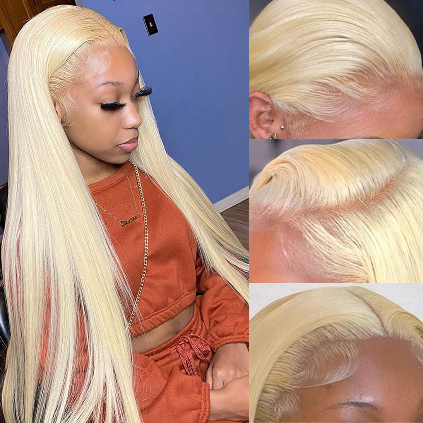 30 Inch Straight 613 13x4 HD Lace Frontal Human Hair Pre Plucked Bleached Knots 30 Inch Blonde