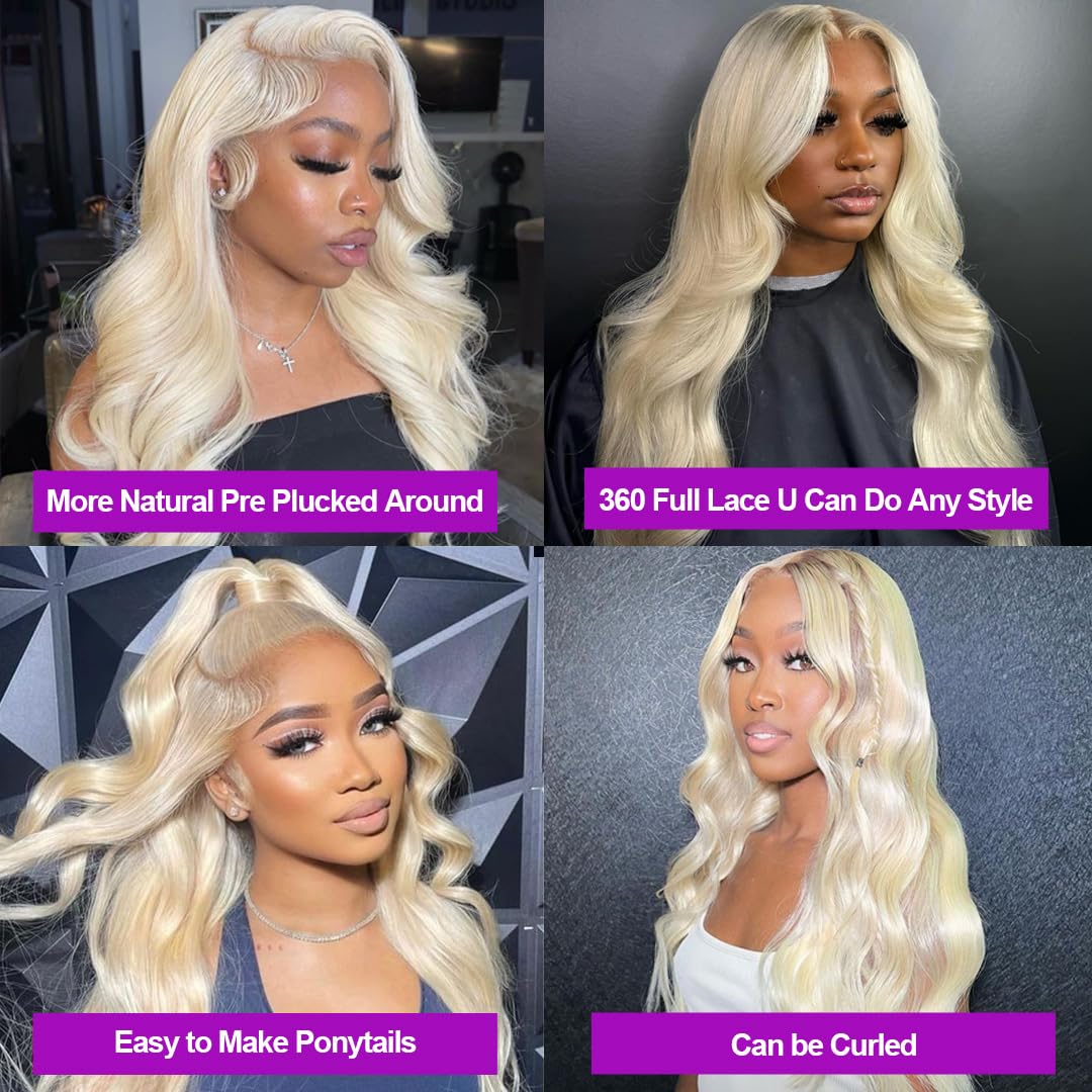 Body Wave 360 613 200 Density HD Full Lace Front Wig Human Hair 34 Inch