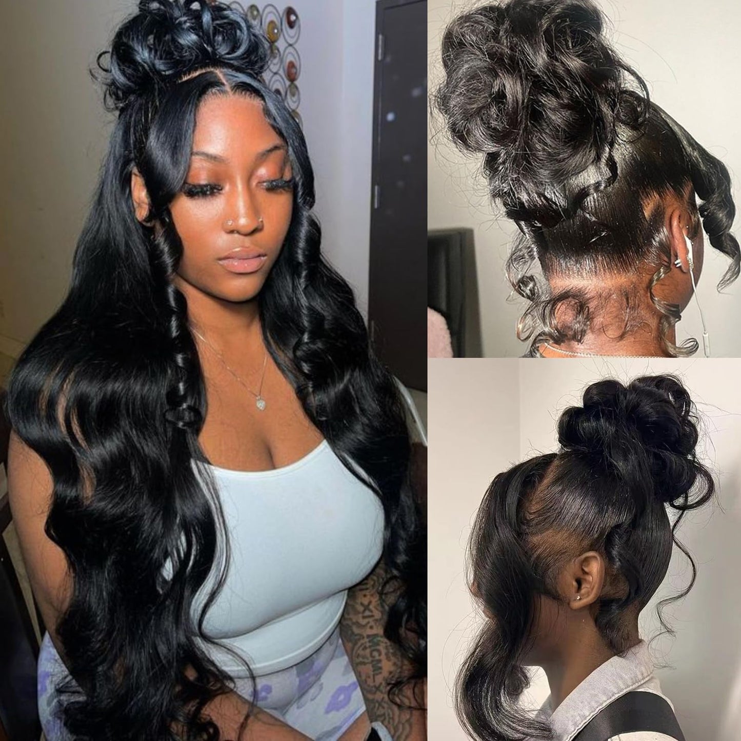 32 Inch Body Wave 180 Density, 360 HD Transparent Lace Frontal Wig Glueless Brazilian Virgin Human Hair Pre Plucked with Baby Hair