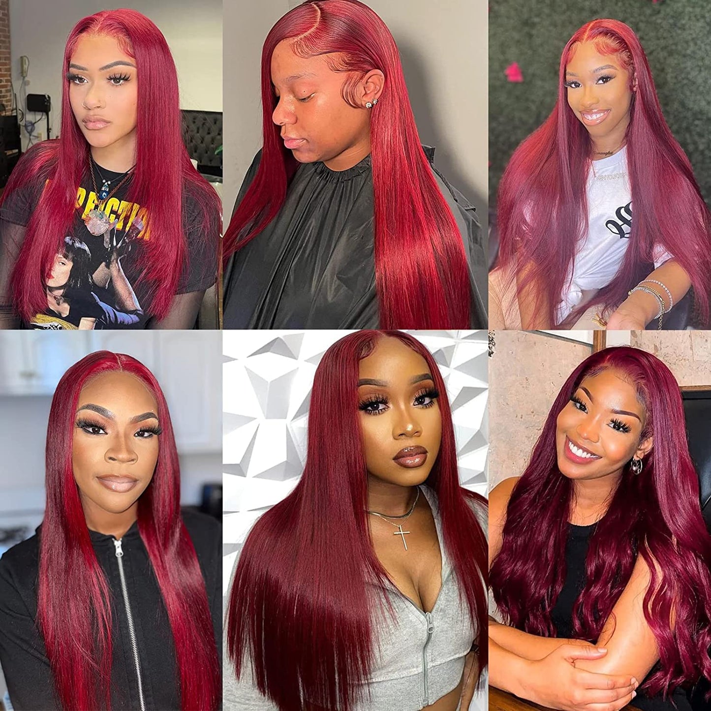 Burgundy Glueless Pre Plucked Hairline 13×4 HD Transparent Lace Frontal 180% Density Human Hair with Baby Hair Wine Red Colored 99j  24 inch